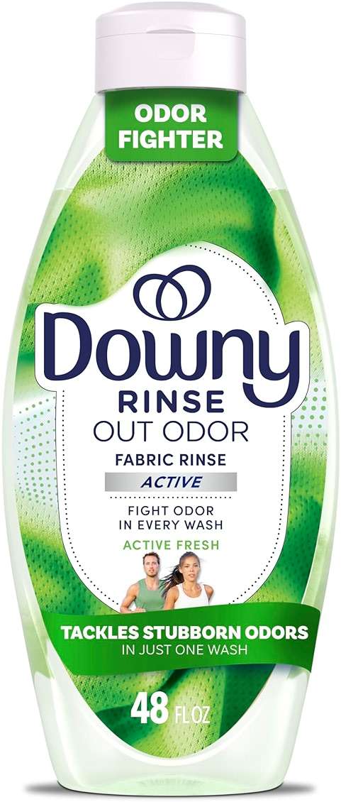 Downy RINSE & REFRESH Laundry Odor Remover and Fabric Softener for Activewear, Active Fresh Scent, 48 oz - Image 1