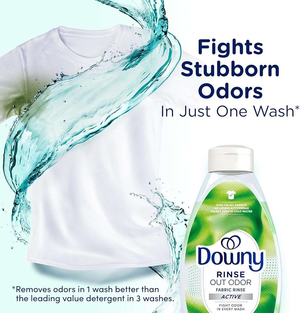 Downy RINSE & REFRESH Laundry Odor Remover and Fabric Softener for Activewear, Active Fresh Scent, 48 oz - Image 2