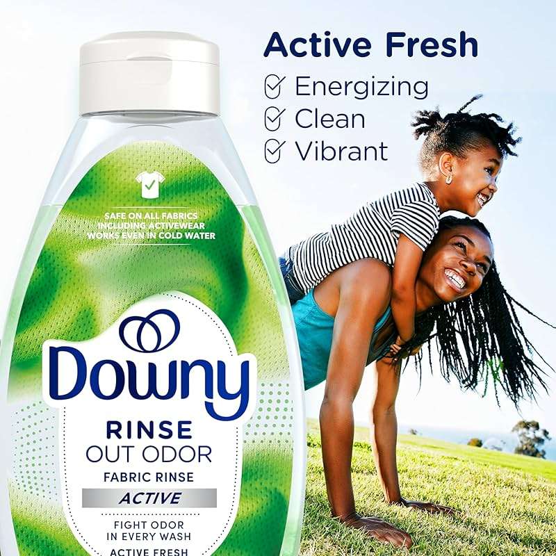 Downy RINSE & REFRESH Laundry Odor Remover and Fabric Softener for Activewear, Active Fresh Scent, 48 oz - Image 9