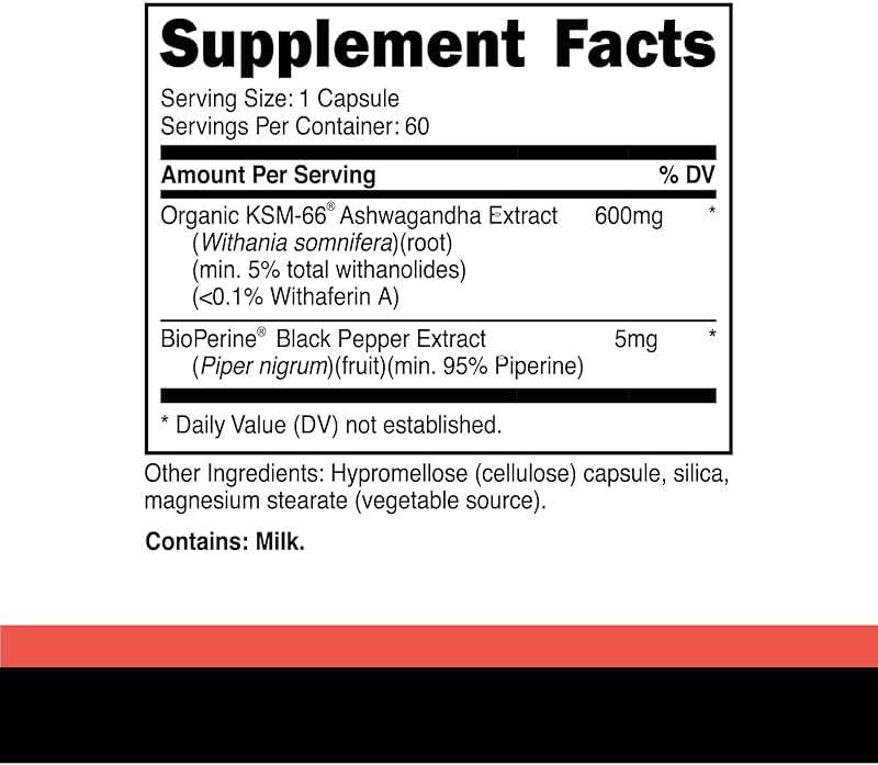 Primal KSM-66 Ashwagandha Complex (60 Capsules / 60 Servings, 600 mg Per Serving) - KSM-66 Ashwagandha with Black Pepper Extract, Gluten Free, Non-GMO - Image 2