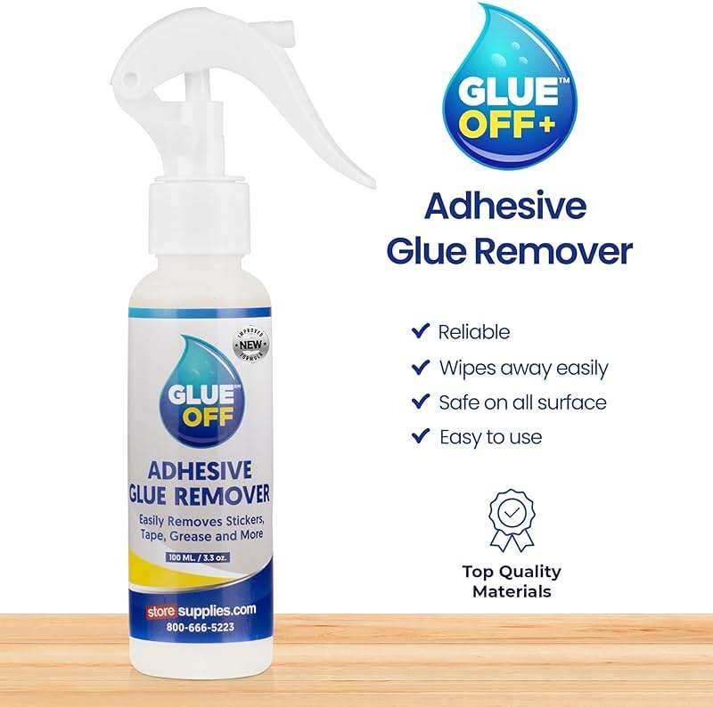 Perco Glue Off Adhesive Remover - New Stronger Formula! - 3.3 oz with Scraper & Plastic Razor | Glue Remover Spray Effortlessly Erase Adhesive Hassles & Car Stickers - for Label Sticker Residue - Image 3