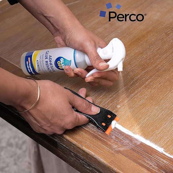 Perco Glue Off Adhesive Remover - New Stronger Formula! - 3.3 oz with Scraper & Plastic Razor | Glue Remover Spray Effortlessly Erase Adhesive Hassles & Car Stickers - for Label Sticker Residue - Image 6
