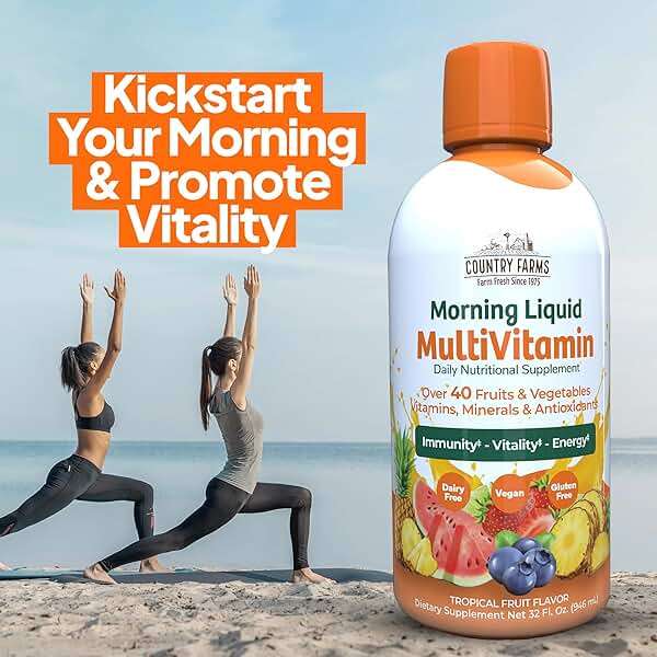 Country Farms Liquid Multivitamin, Vitamins and Minerals for Immune Support and Energy, Herbal Blend, Vegan, Multivitamin for Women and Men, Gluten Free, Tropical Fruit Flavor, 32 fl oz - Image 4