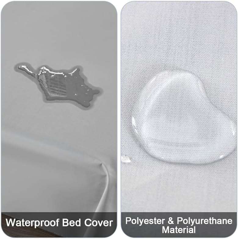 DUJUIKE Waterproof Bed Cover for Dog and Cats,Pet Hair Resistant Bed Sheet Cover, Protective Bed Liner Cover with 100% Waterproof Breathable Thin Fabric (Cal King/King 98 * 90 inch, Grey) - Image 2