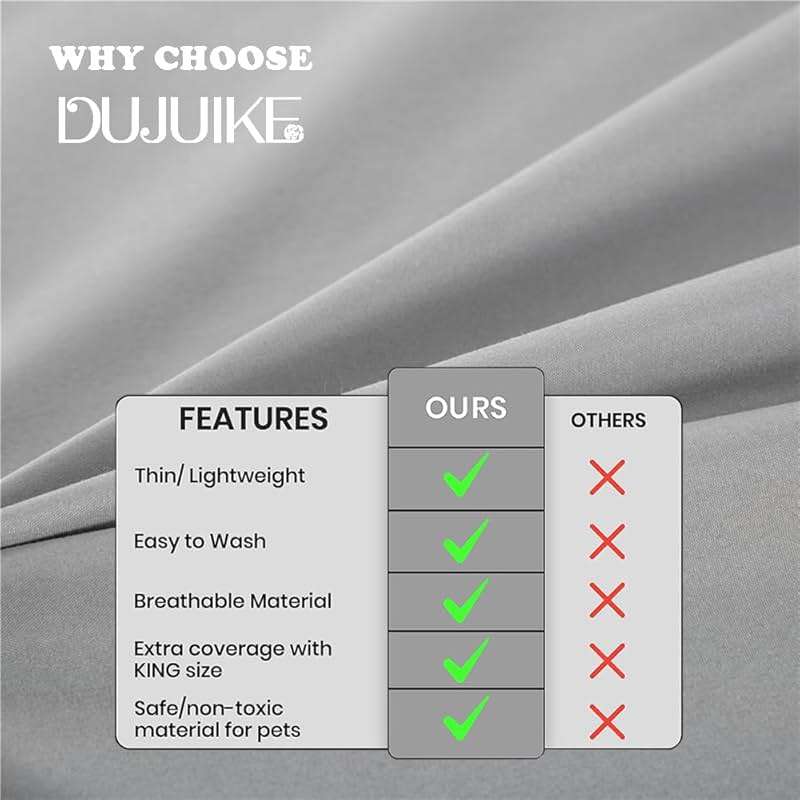 DUJUIKE Waterproof Bed Cover for Dog and Cats,Pet Hair Resistant Bed Sheet Cover, Protective Bed Liner Cover with 100% Waterproof Breathable Thin Fabric (Cal King/King 98 * 90 inch, Grey) - Image 4