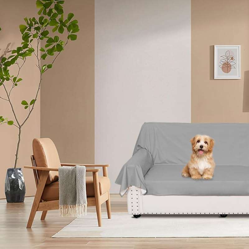 DUJUIKE Waterproof Bed Cover for Dog and Cats,Pet Hair Resistant Bed Sheet Cover, Protective Bed Liner Cover with 100% Waterproof Breathable Thin Fabric (Cal King/King 98 * 90 inch, Grey) - Image 5