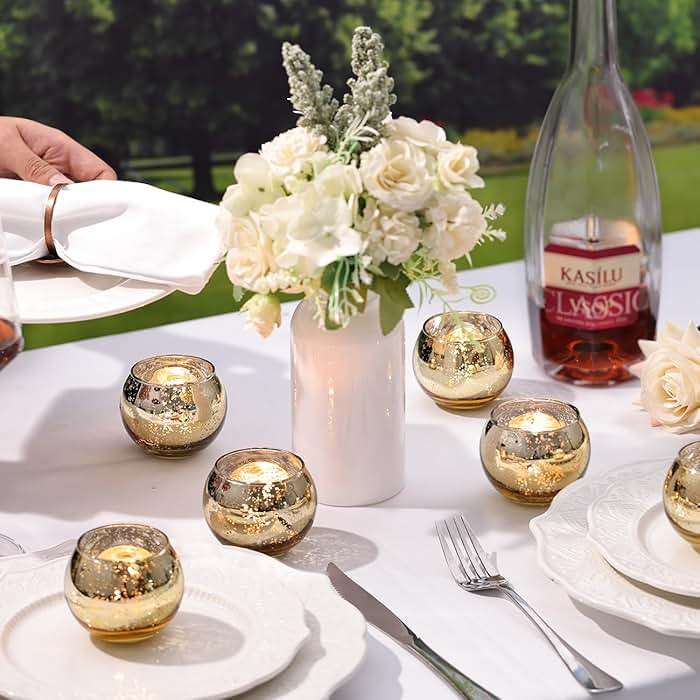 36 pcs Gold Votive Candle Holders & 36pcs Bowl Votive Candle Holder - Image 6