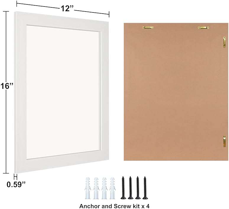 Ruomeng Wall Mirror Rectangle Decorative Mirror 12" x 16" for Entryway, Bedroom, Living Room, White - Image 3