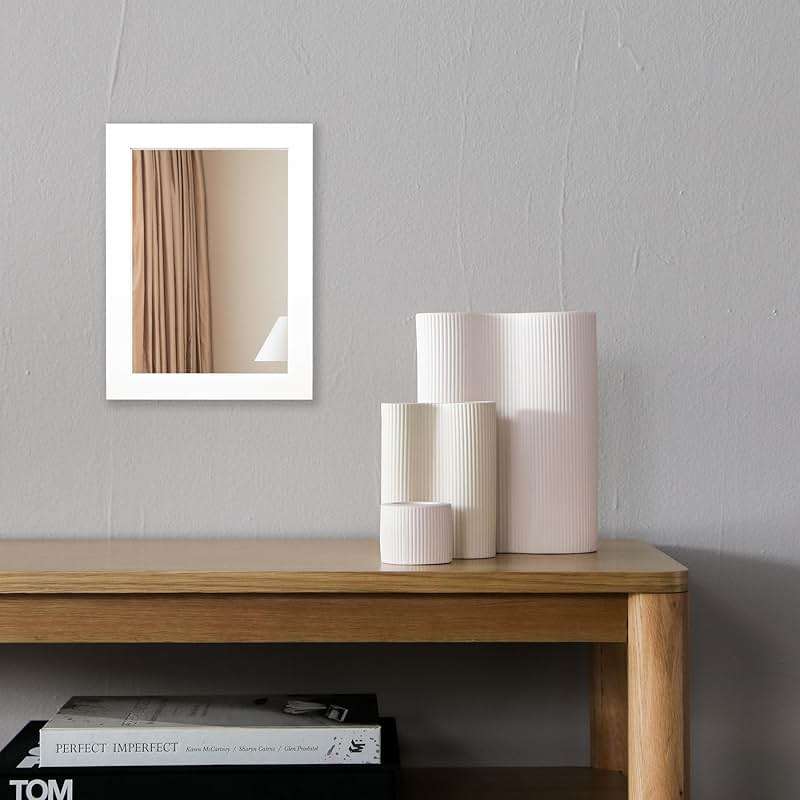 Ruomeng Wall Mirror Rectangle Decorative Mirror 12" x 16" for Entryway, Bedroom, Living Room, White - Image 4