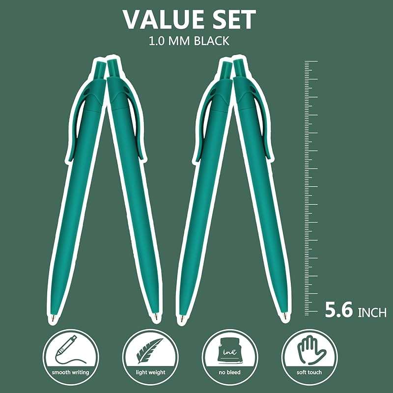 Deegtran 100 Pack No Bleed Teal Blue Barrel Click Pens, Wholesale Retractable Ballpoint Pens, Medium Point, Smooth Ink, 1.0MM Black Ink - Image 3