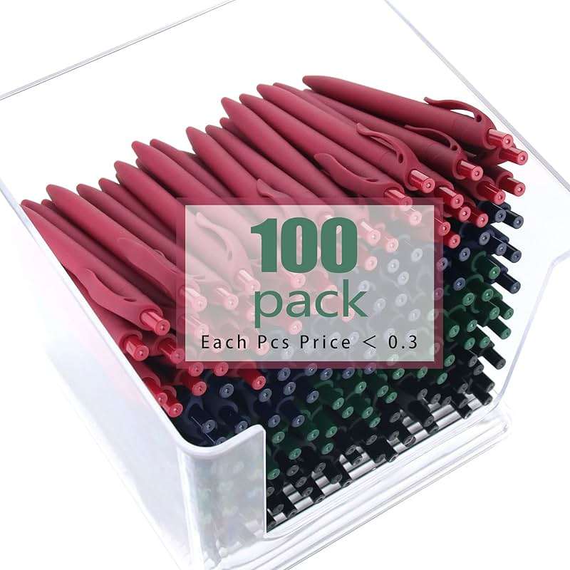 Deegtran 100 Pack No Bleed Teal Blue Barrel Click Pens, Wholesale Retractable Ballpoint Pens, Medium Point, Smooth Ink, 1.0MM Black Ink - Image 4