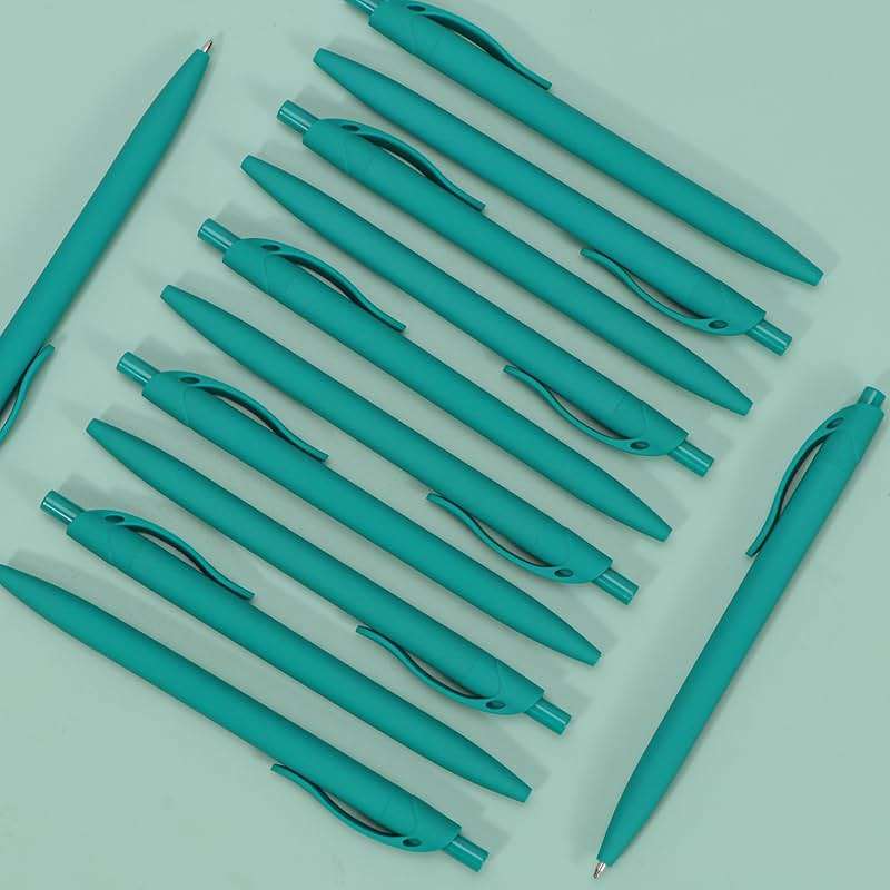 Deegtran 100 Pack No Bleed Teal Blue Barrel Click Pens, Wholesale Retractable Ballpoint Pens, Medium Point, Smooth Ink, 1.0MM Black Ink - Image 5