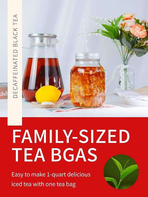 TeeLux Decaf Black Tea, Decaffeinated Black Tea Bags, Family Size, Smooth & Refreshing Taste, Unsweetened Iced Tea 30 Count - Image 2