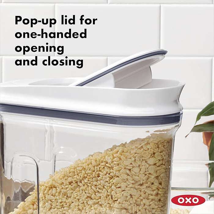 OXO Good Grips 3-Piece POP Cereal Dispenser Set Good Grips 3-PC Small Square Short POP Container Set, White Good Grips 4-Piece Mini POP Container Set - Image 3