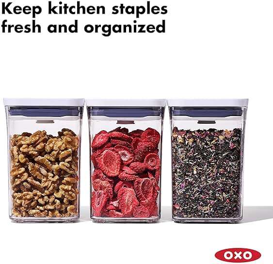 OXO Good Grips 3-Piece POP Cereal Dispenser Set Good Grips 3-PC Small Square Short POP Container Set, White Good Grips 4-Piece Mini POP Container Set - Image 5