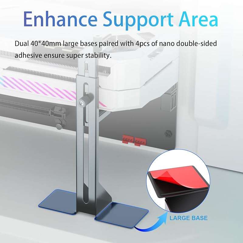 GPU Support Bracket, Graphics Card Support, GPU Brace, Video Card Holder Bracket with Bottom Adhesive, GPU Stand, Adjustable Anti Sag GPU Stand 35-120mm, Support GPU 4090 Thickness Support up to 75mm - Image 5