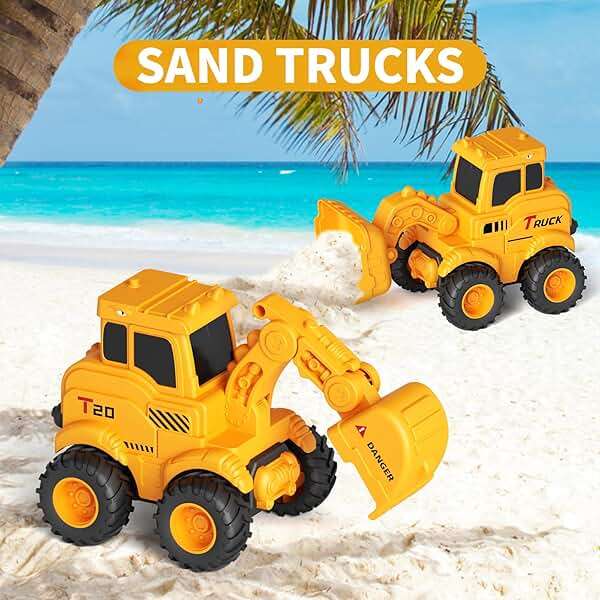 Olbyefly Construction Toys for 2 3 4 5 6 + Year Old Boys Kids Toddlers Girls, Sandbox Excavator Toy Trucks Construction Truck Toys Vehicles Bulldozer Road Roller Toy Christmas Birthday Gifts for Boys - Image 2