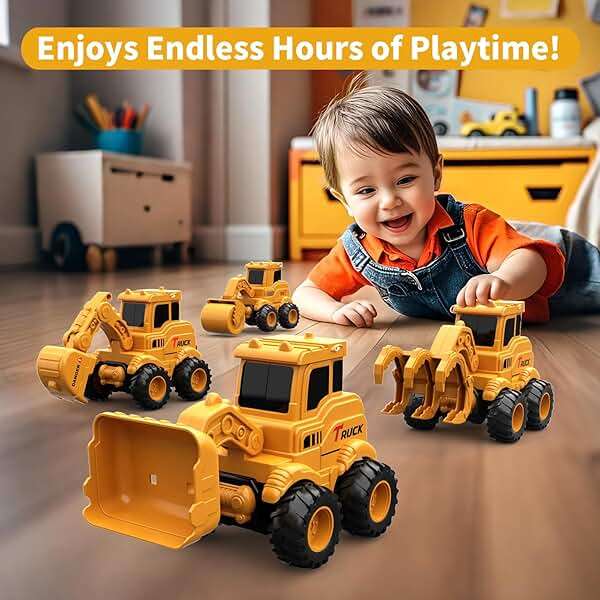 Olbyefly Construction Toys for 2 3 4 5 6 + Year Old Boys Kids Toddlers Girls, Sandbox Excavator Toy Trucks Construction Truck Toys Vehicles Bulldozer Road Roller Toy Christmas Birthday Gifts for Boys - Image 6