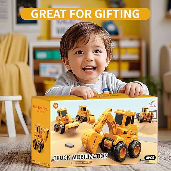 Olbyefly Construction Toys for 2 3 4 5 6 + Year Old Boys Kids Toddlers Girls, Sandbox Excavator Toy Trucks Construction Truck Toys Vehicles Bulldozer Road Roller Toy Christmas Birthday Gifts for Boys - Image 7