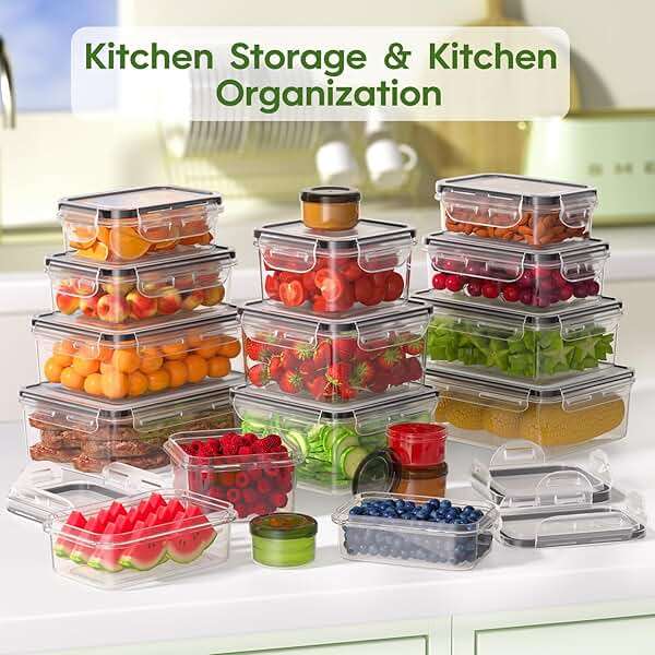 KEMETHY 36-Piece Food Storage Containers with Lids(18 Container & 18 Lid), Plastic Food Containers for Pantry & Kitchen Storage and Organization, BPA-Free, Leak Proof, Reusable with Labels & Pen - Image 8