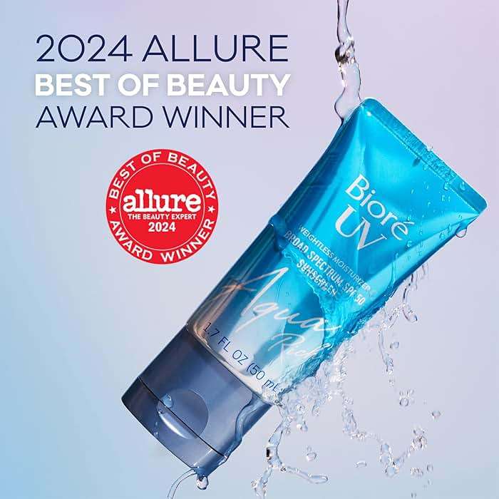 Biore UV Aqua Rich SPF 50 Moisturizing Sunscreen for Face, Oxybenzone & Octinoxate Free, Dermatologist Tested, Vegan, Cruelty Free, For Sensitive Skin, 1.7 Oz, Pack of 3,White - Image 2