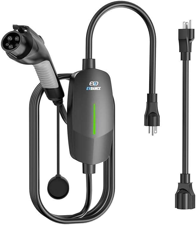 EVDANCE Level 1&2 EV Charger, Electric Vehicle Portable Charger with 25FT Cable, ETL Listed J1772 EVSE for All EVs & PHEVs, 12A 120V/16A 240V(Black, 16A Max | NEMA 5-15&6-20(Standard Home Plug)) - Image 1