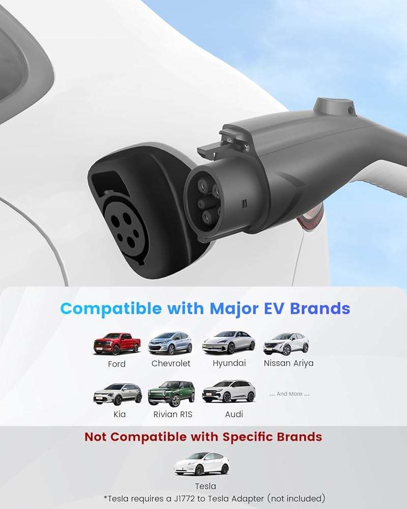 EVDANCE Level 1&2 EV Charger, Electric Vehicle Portable Charger with 25FT Cable, ETL Listed J1772 EVSE for All EVs & PHEVs, 12A 120V/16A 240V(Black, 16A Max | NEMA 5-15&6-20(Standard Home Plug)) - Image 6