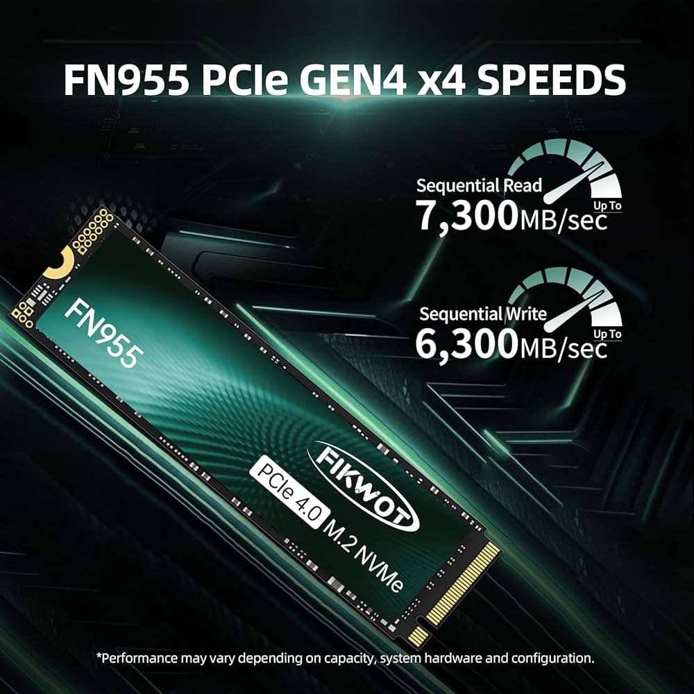 Fikwot FN955 2TB NVMe SSD M.2 2280 PCIe Gen4x4, Up to 7300MB/s, 3D NAND TLC Flash Internal Solid State Drive, Configure SLC Cache, Storage and Memory Expansion for PS5 Laptop Desktop - Image 2