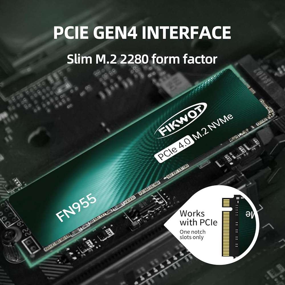 Fikwot FN955 2TB NVMe SSD M.2 2280 PCIe Gen4x4, Up to 7300MB/s, 3D NAND TLC Flash Internal Solid State Drive, Configure SLC Cache, Storage and Memory Expansion for PS5 Laptop Desktop - Image 4