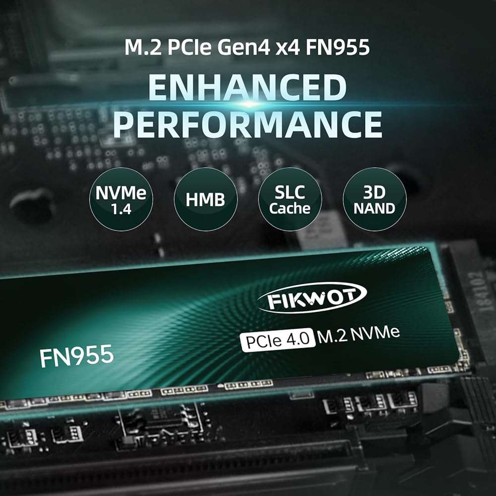 Fikwot FN955 2TB NVMe SSD M.2 2280 PCIe Gen4x4, Up to 7300MB/s, 3D NAND TLC Flash Internal Solid State Drive, Configure SLC Cache, Storage and Memory Expansion for PS5 Laptop Desktop - Image 5