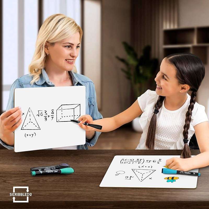 Scribbledo White Board Dry Erase Board 11" x14” Mini Double Sided Personal Whiteboard Board Dry Erase Lapboard Handheld Personal White Boards for Students Small Whiteboard Office Kitchen - Image 2
