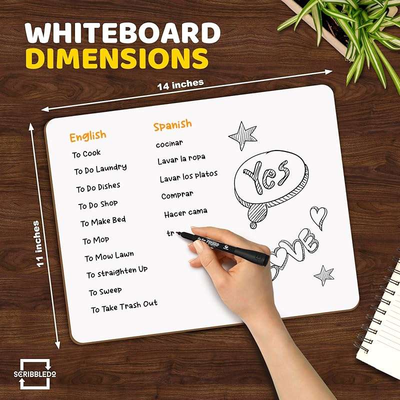 Scribbledo White Board Dry Erase Board 11" x14” Mini Double Sided Personal Whiteboard Board Dry Erase Lapboard Handheld Personal White Boards for Students Small Whiteboard Office Kitchen - Image 3