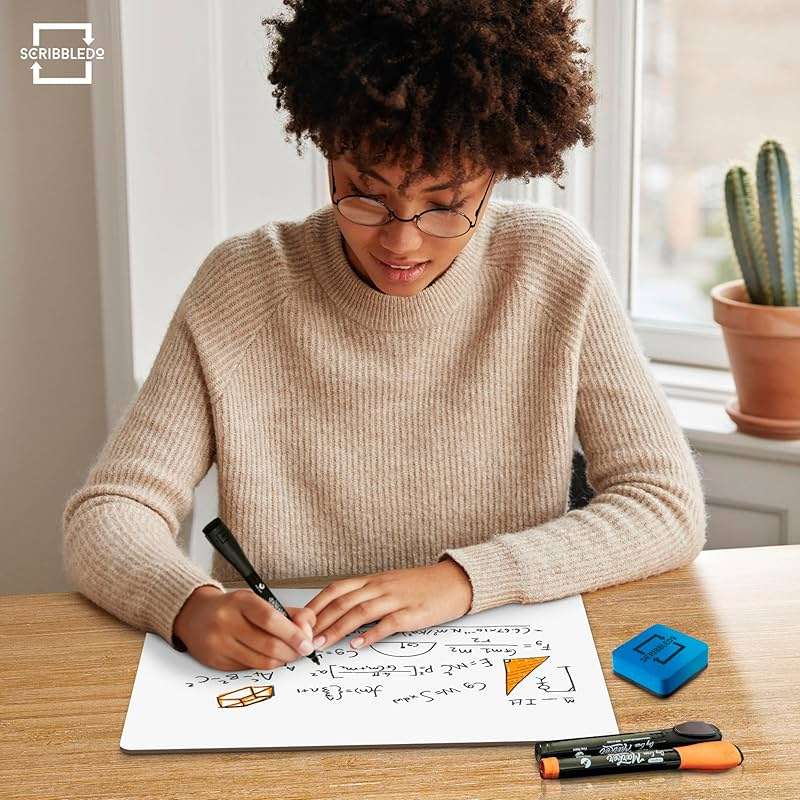 Scribbledo White Board Dry Erase Board 11" x14” Mini Double Sided Personal Whiteboard Board Dry Erase Lapboard Handheld Personal White Boards for Students Small Whiteboard Office Kitchen - Image 4