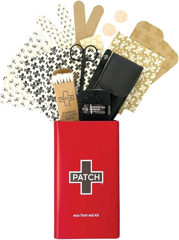 Patch Eco First Aid Kit, Assorted Hypoallergenic Adhesive Sizes Large and Small Bandages for Sensitive Skin, Essential Medical Supplies in a Reusable Tin, Latex Free, Sensitive Skin Bandages, 77 ct - Image 2