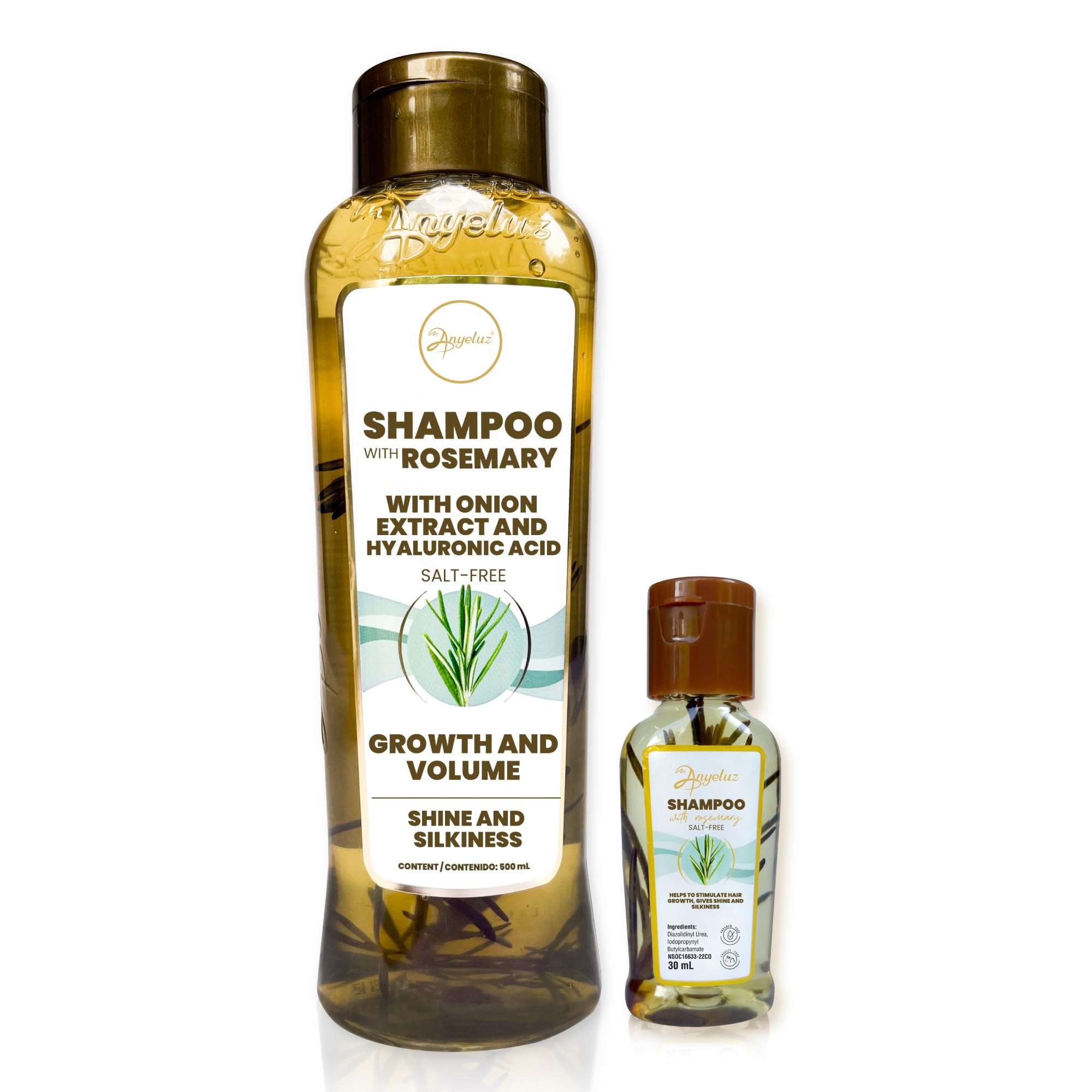 ANYELUZ Kit Duo Rosemary Shampoo + Mini Travel Size, With Onion Extract, Hyaluronic Acid and Rosemary - Image 1