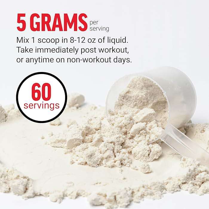 Force Factor Creatine Monohydrate Powder, 5g Micronized Dose to Support Muscle Growth, Strength, Recovery, Cognitive Health & Memory, Unflavored, 60 Servings - Image 4
