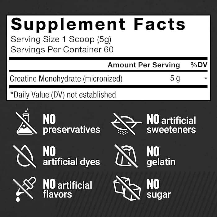 Force Factor Creatine Monohydrate Powder, 5g Micronized Dose to Support Muscle Growth, Strength, Recovery, Cognitive Health & Memory, Unflavored, 60 Servings - Image 6