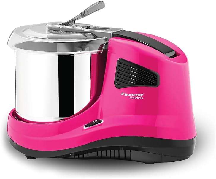 Butterfly Peerless 3-Stone Wet Grinder with Atta Kneader & Coconut Scraper, 2-Liter, 110V for USA & Canada, Pink - Image 1
