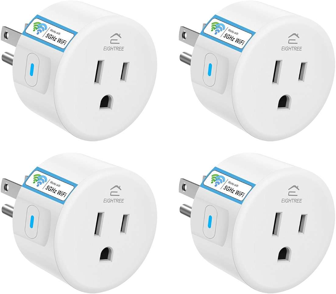 EIGHTREE Smart Plug 5GHz& 2.4GHz, 15A WiFi Smart Outlet Compatible with Alexa & Google Home, Smart Home WiFi Plug with Remote Control, Timer Outlet with Schedule, 4 Packs - Image 1