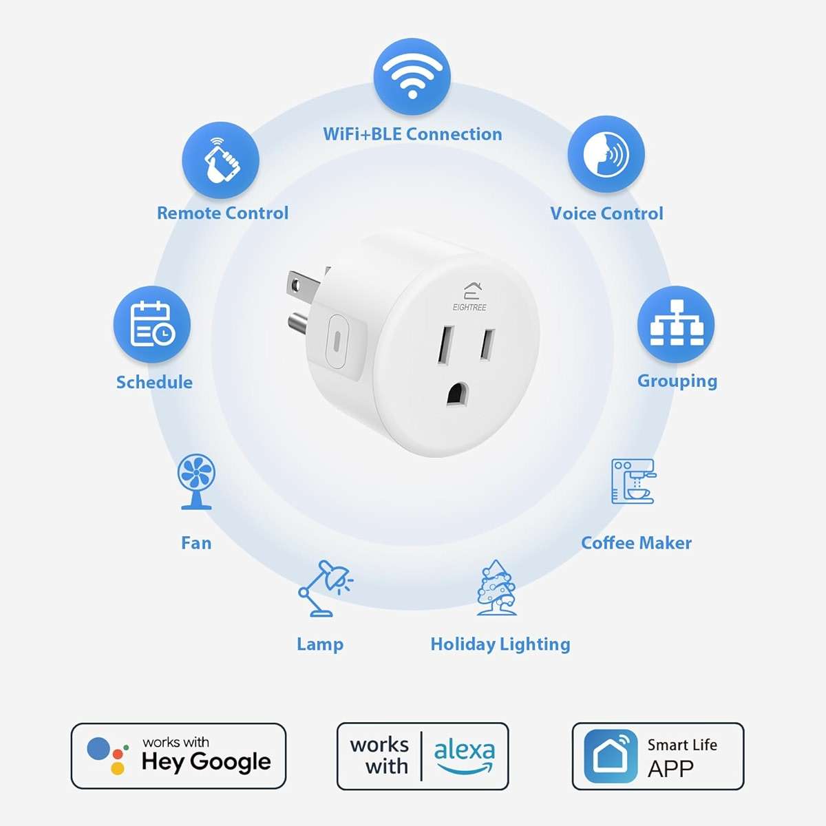 EIGHTREE Smart Plug 5GHz& 2.4GHz, 15A WiFi Smart Outlet Compatible with Alexa & Google Home, Smart Home WiFi Plug with Remote Control, Timer Outlet with Schedule, 4 Packs - Image 2