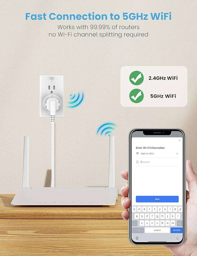 EIGHTREE Smart Plug 5GHz& 2.4GHz, 15A WiFi Smart Outlet Compatible with Alexa & Google Home, Smart Home WiFi Plug with Remote Control, Timer Outlet with Schedule, 4 Packs - Image 4