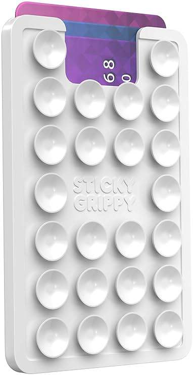 StickyGrippy Suction Phone Card Holder Mount, Phone Wallet, Silicon Adhesive Phone Accessory for iPhone and Android, Hands-Free Mirror Shower Phone Holder, TikTok Videos and Selfies (White) - Image 5