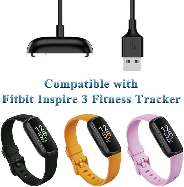 Charger Cable for Fitbit Inspire 3, Replacement USB Charging Cradle Dock Stand Cable for Inspire 3 Fitness Tracker (3.3 ft) - Image 2