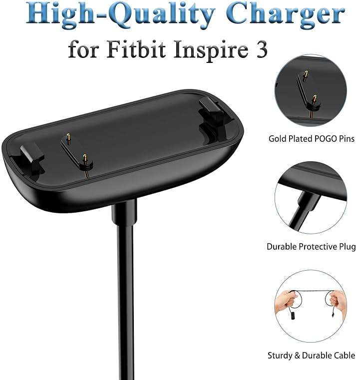 Charger Cable for Fitbit Inspire 3, Replacement USB Charging Cradle Dock Stand Cable for Inspire 3 Fitness Tracker (3.3 ft) - Image 3