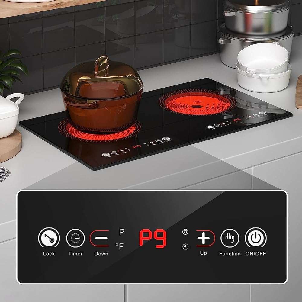 Electric Cooktop, 24 Inch 2 Burner Cooktop 110V, Built-in and Countertop Stove Top Plug in, 2400W Electric Stove, Compatible for All Cookware,Timer & Kid Safety Lock - Image 6