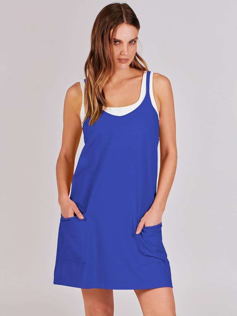 ANRABESS Women Athletic Dress Summer Tennis Workout Active Sports Mini Romper Dress Built in Shorts Travel Vacation Clothes - Image 2