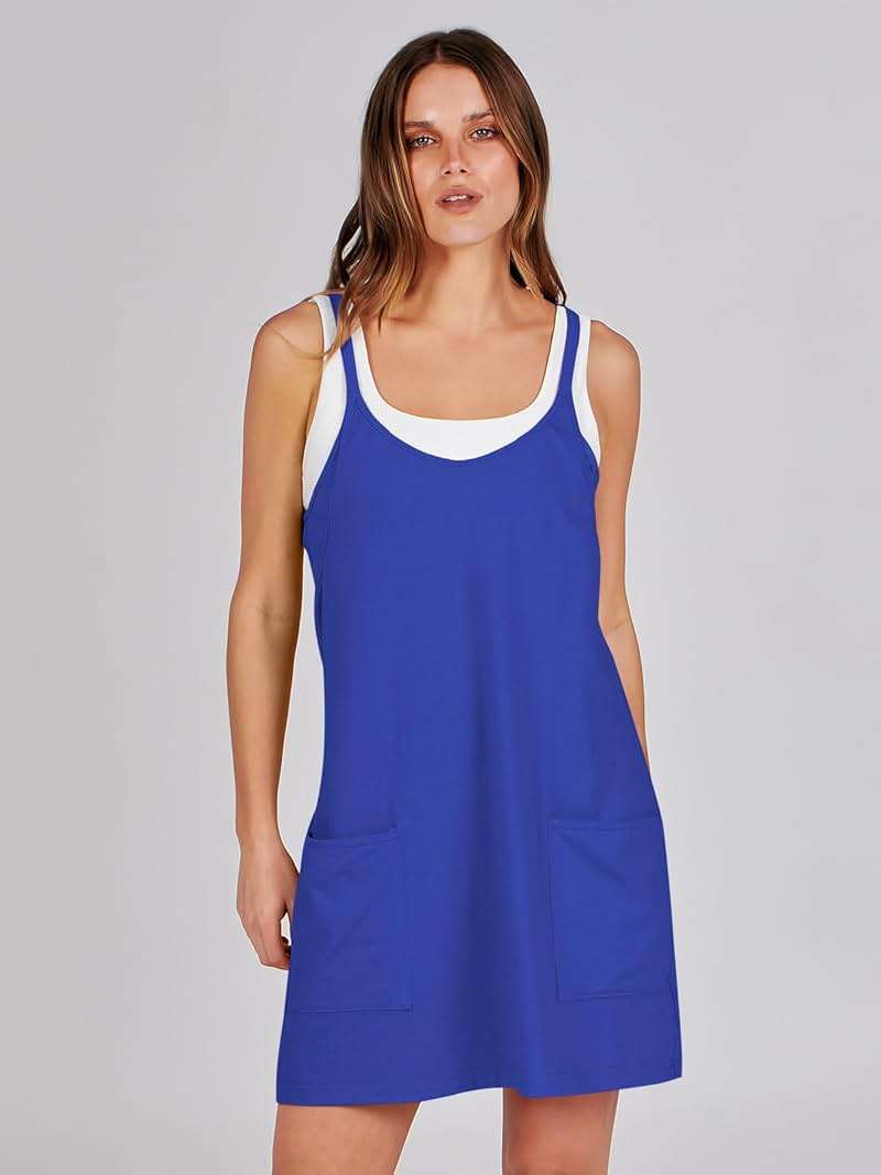 ANRABESS Women Athletic Dress Summer Tennis Workout Active Sports Mini Romper Dress Built in Shorts Travel Vacation Clothes - Image 3