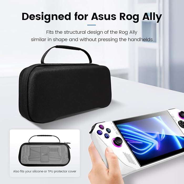 OPTOSLON Compact ROG Ally Carrying Case Compitable with ASUS ROG Ally X/ROG Ally Gaming Handheld and accessories, Hard Case for Travel and Storage[Black] - Image 2