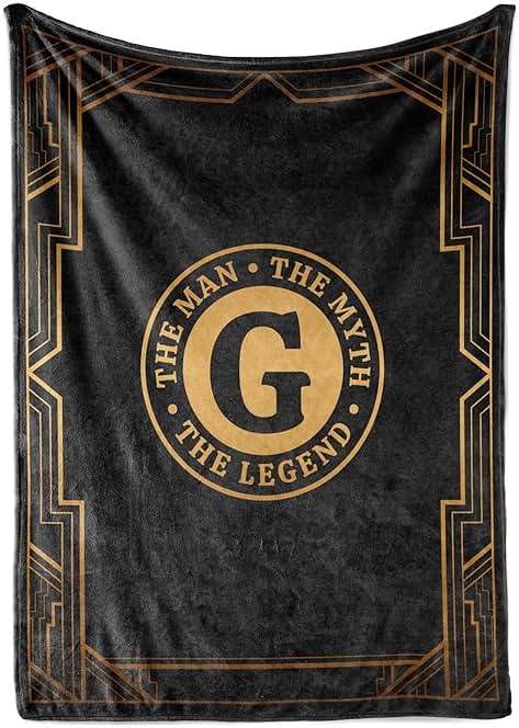 InnoBeta Gifts for Men, Initial Mens Gifts for Him, Birthday Gift Ideas, Mens Blanket, 300gsm Flannel Throw Blanket Gift for Dad, Grandpa, Husband, 50"x 65", G - Image 1