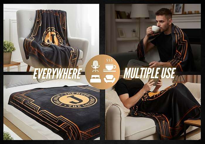 InnoBeta Gifts for Men, Initial Mens Gifts for Him, Birthday Gift Ideas, Mens Blanket, 300gsm Flannel Throw Blanket Gift for Dad, Grandpa, Husband, 50"x 65", G - Image 6